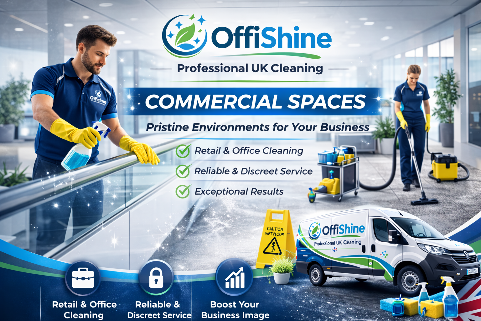 Commercial space cleaning illustration